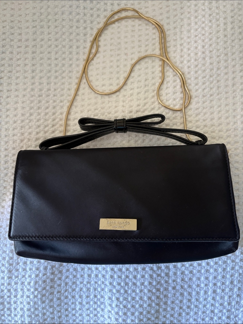 kate spade Black Leather Bow Chain Crossbody Bag